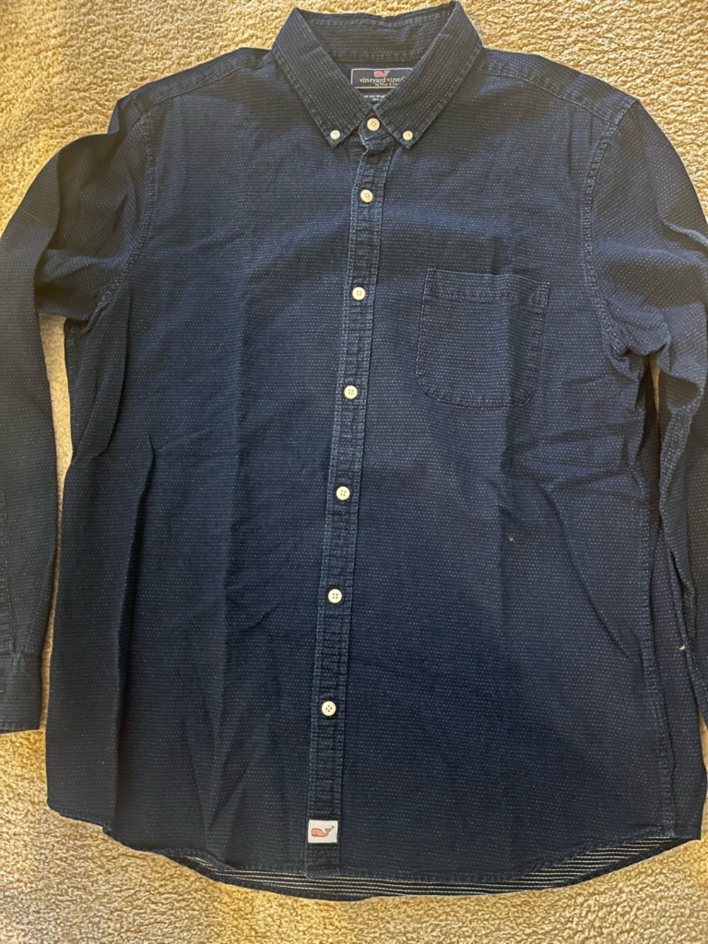 Vineyard Vines Men’s Navy Textured Button-Down Shirt